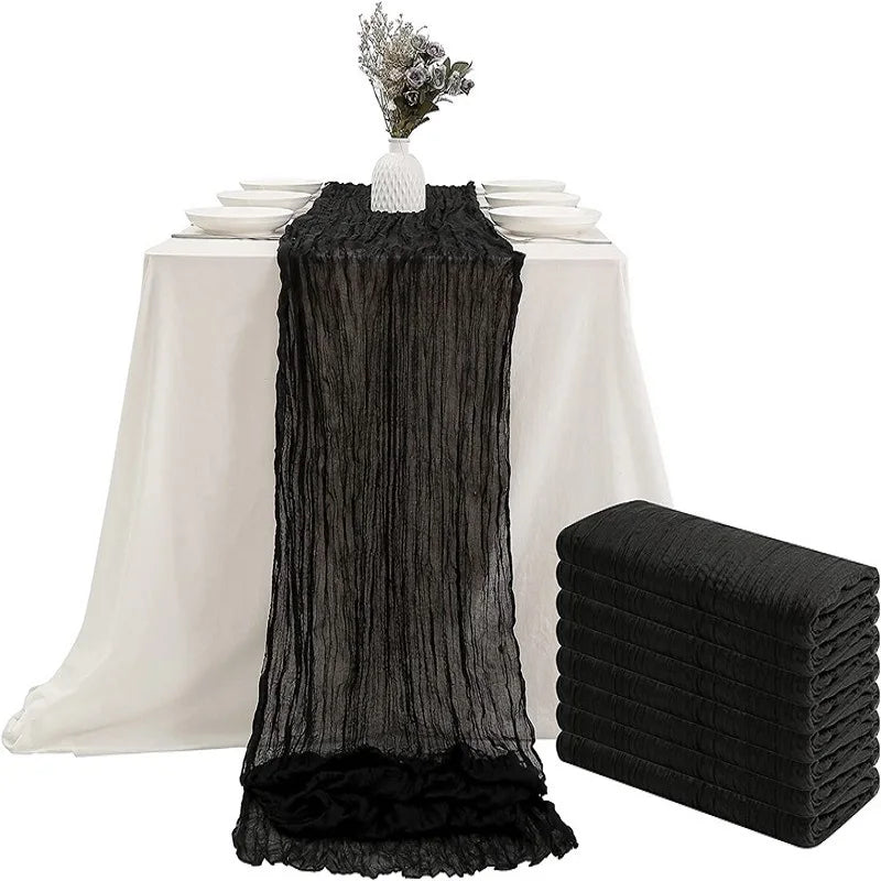 Crinkling Table runner gauze translucency doilies Holiday party