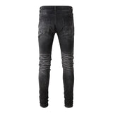 Men Bandanna Paisley Print Patch Jeans Streetweat Patchwork