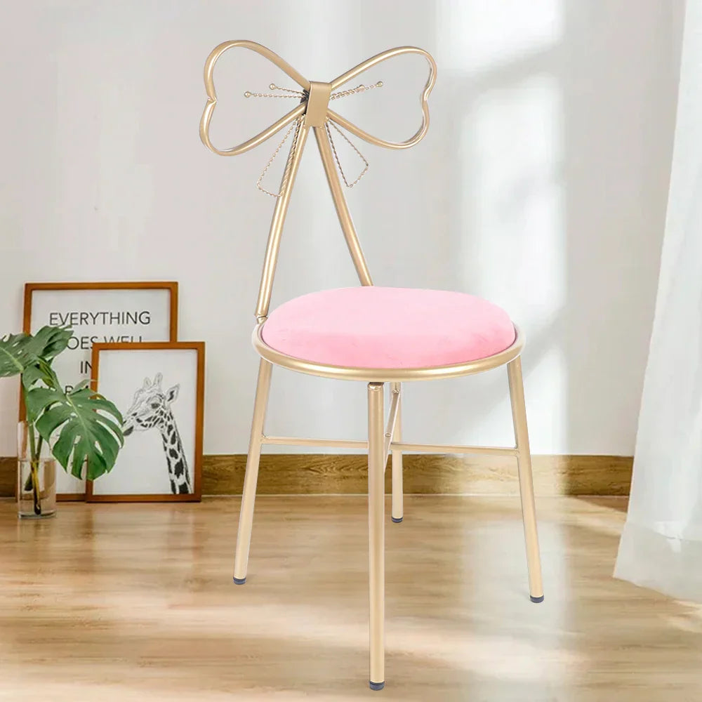 Luxury Minimalist Makeup Vanity Stool Butterfly Backrest Chair