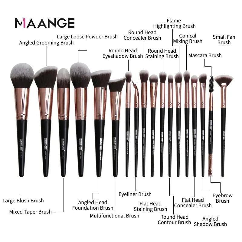 MAANGE Makeup Brush Set 18pcs Foundation Powder Concealers