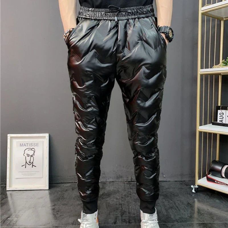 2022 New Men Shiny Winter Down Pant Thick