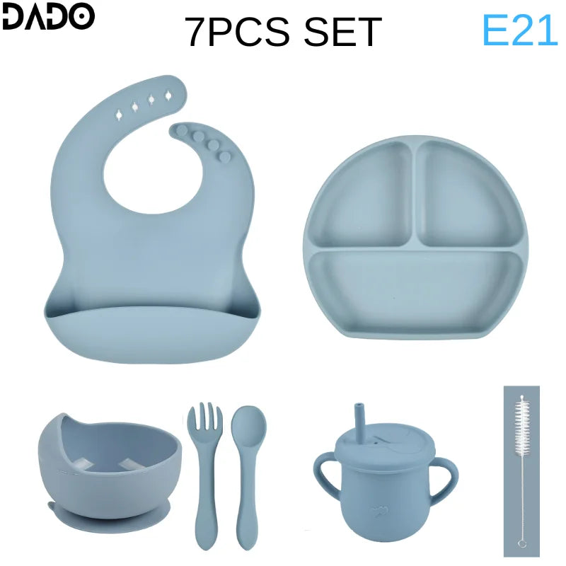 Baby Feeding Set Silicone Suction Bowls Divided Plates