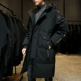Men's Parkas Hooded New Over-the-knee Overcoat Thickened Mid-length