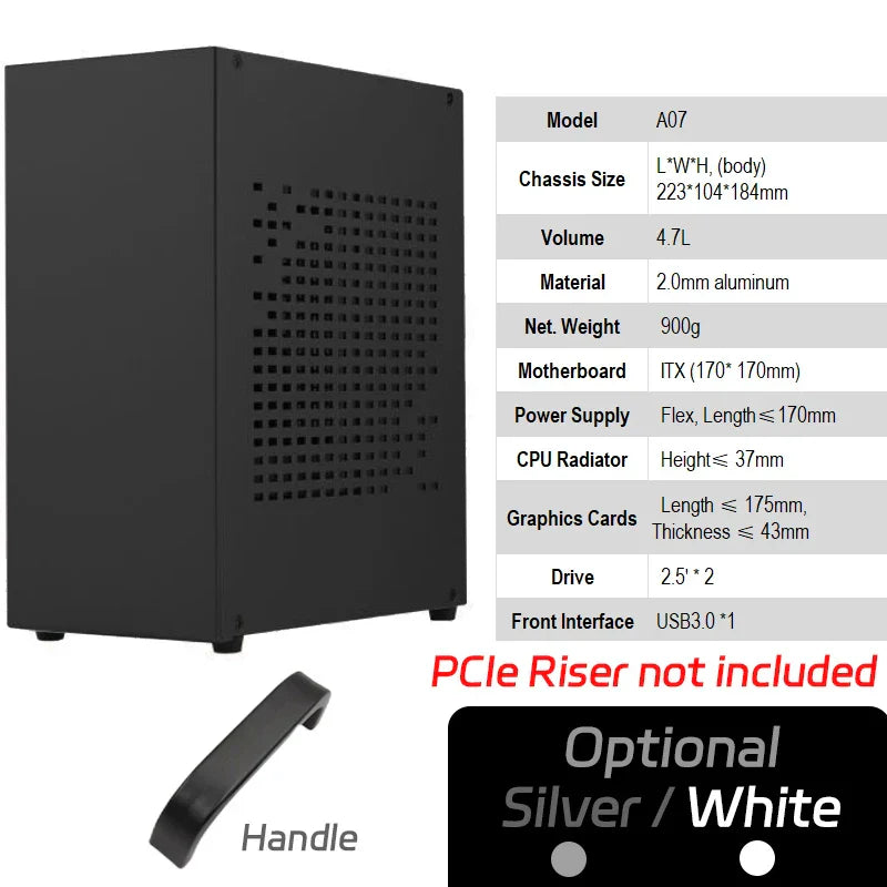 All Aluminum 2.0mm HTPC Mini ITX A4 Chassis