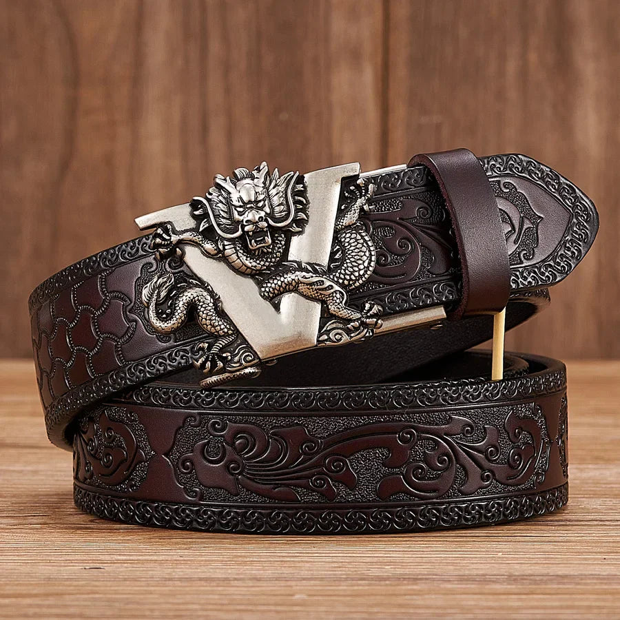3.5CM V Buckle Cowskin Genuine Leather Belt Quality