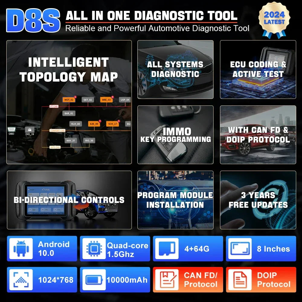 XTOOL D8S All System Car Diagnostic Tools ECU