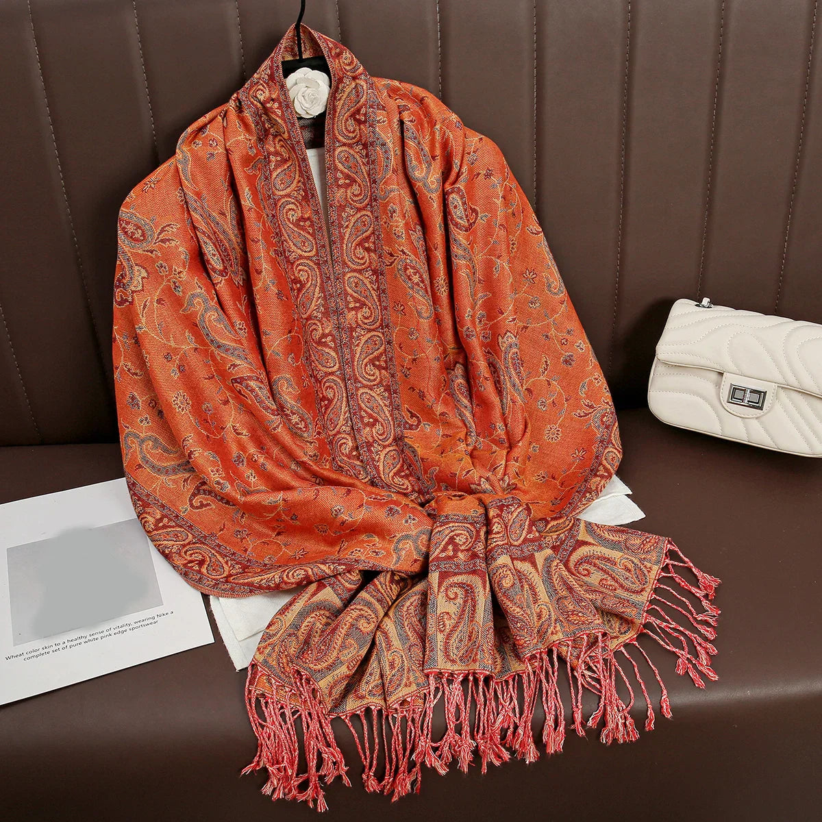 Luxury Pashmina Silk Scarf Shawl Wrap Paisley Jacquard