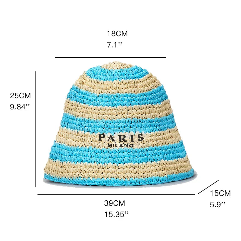 MABULA Wide Brim Women Bucket Hat Summer Straw