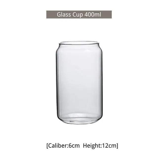 550ml/400ml Glass Cup With Lid and Straw Transparent