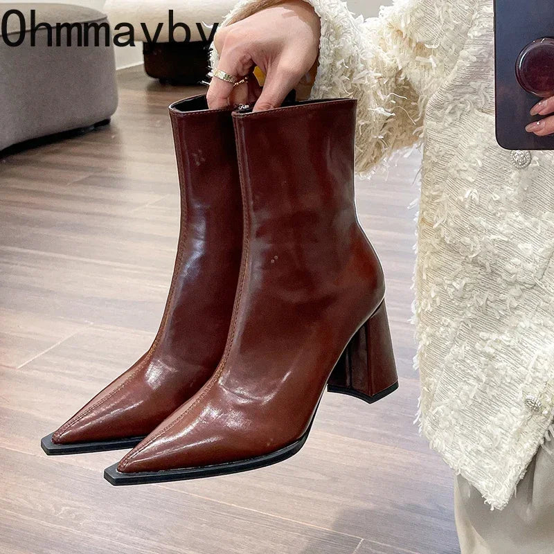 Winter Designer Ankle Boots Fashion Back Zippers Pointed