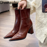Winter Designer Ankle Boots Fashion Back Zippers Pointed