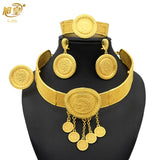 African 24K Gold Color Coins Necklace Bracelet Sets