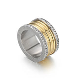 Women Gold Color Rings Knuckles Cubic Zircon Stainless