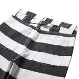 Heavyweight Striped Cargo Overalls Thick Canvas Motorcycle AMEKAJI