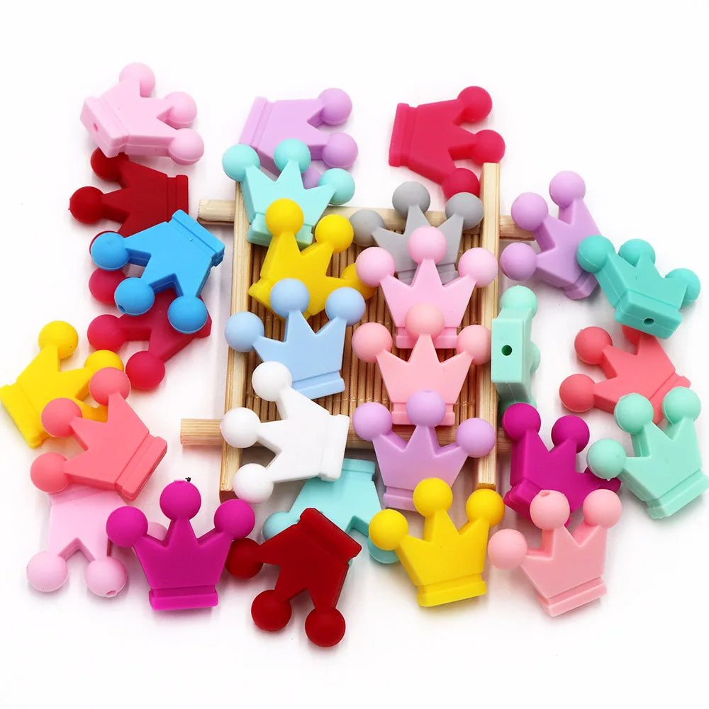 Joepada 10Pcs/lot Silicone Crown Beads Baby Teether Chew