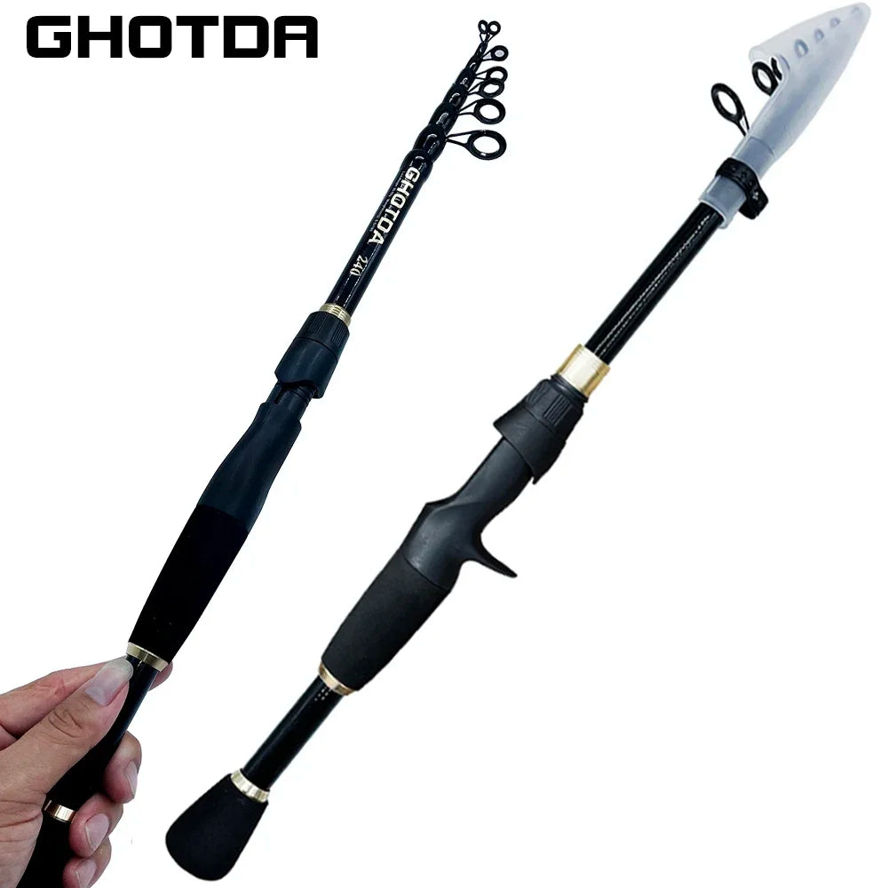 1.6m-2.4m Telescopic Fishing Rods Proable Short Travel Spinning