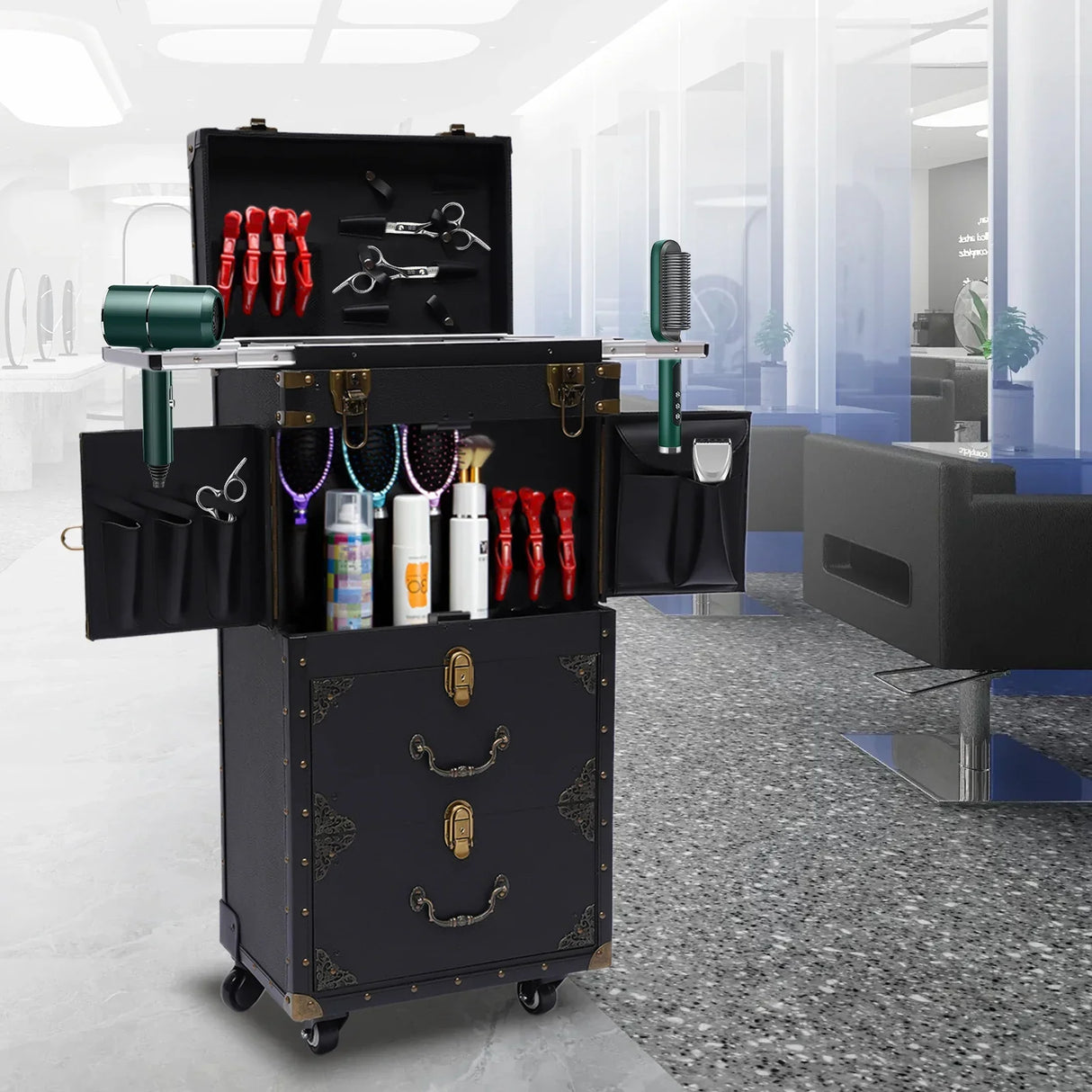 Rolling Lockable Makeup Hairdressing Trolley Stylist Beauty Salon
