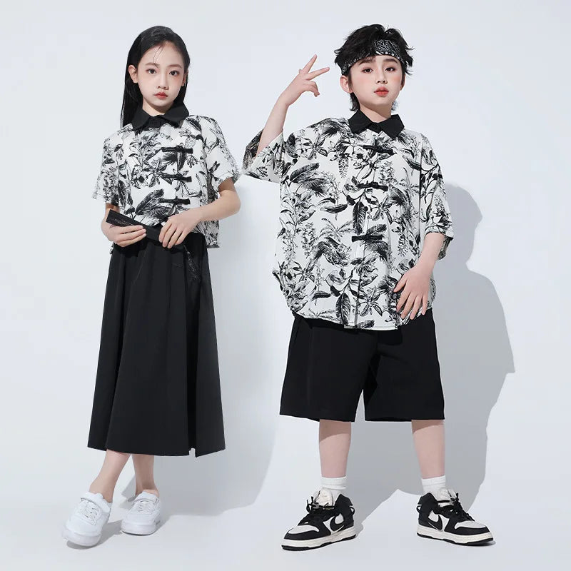 Hip Hop Boys Chinese Style Shirt Baggy Pants