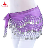 Belly Dance Belt for Women Chiffon Gold Coines