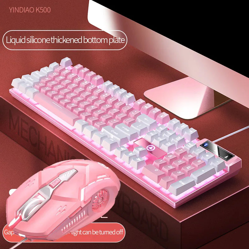 Pink Keyboard and Mouse Set 2 in 1