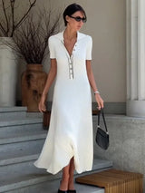 Tossy White Knit Fashion Maxi Dress For Women