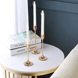 3Pcs/Set Chinese Style Metal Candle Holders Simple Golden