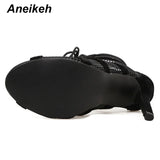 Aneikeh 7CM Middle Heel Dance Hollow Out Ankle