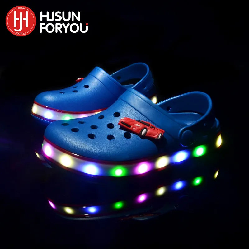 Summer Children Hole Sandals LED Lighted Flashing Light