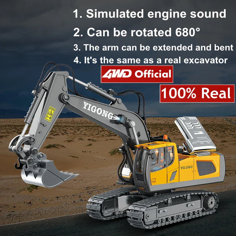 4WD Children Remote Control Excavator RC Car Alloy