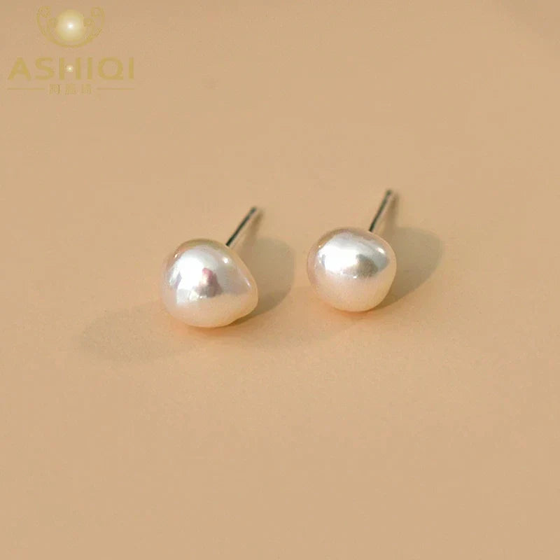 ASHIQI Natural Baroque Freshwater Pearl 925 Sterling Silver