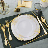 350PCS Gold Disposable Dinnerware Set for 50 Guests,