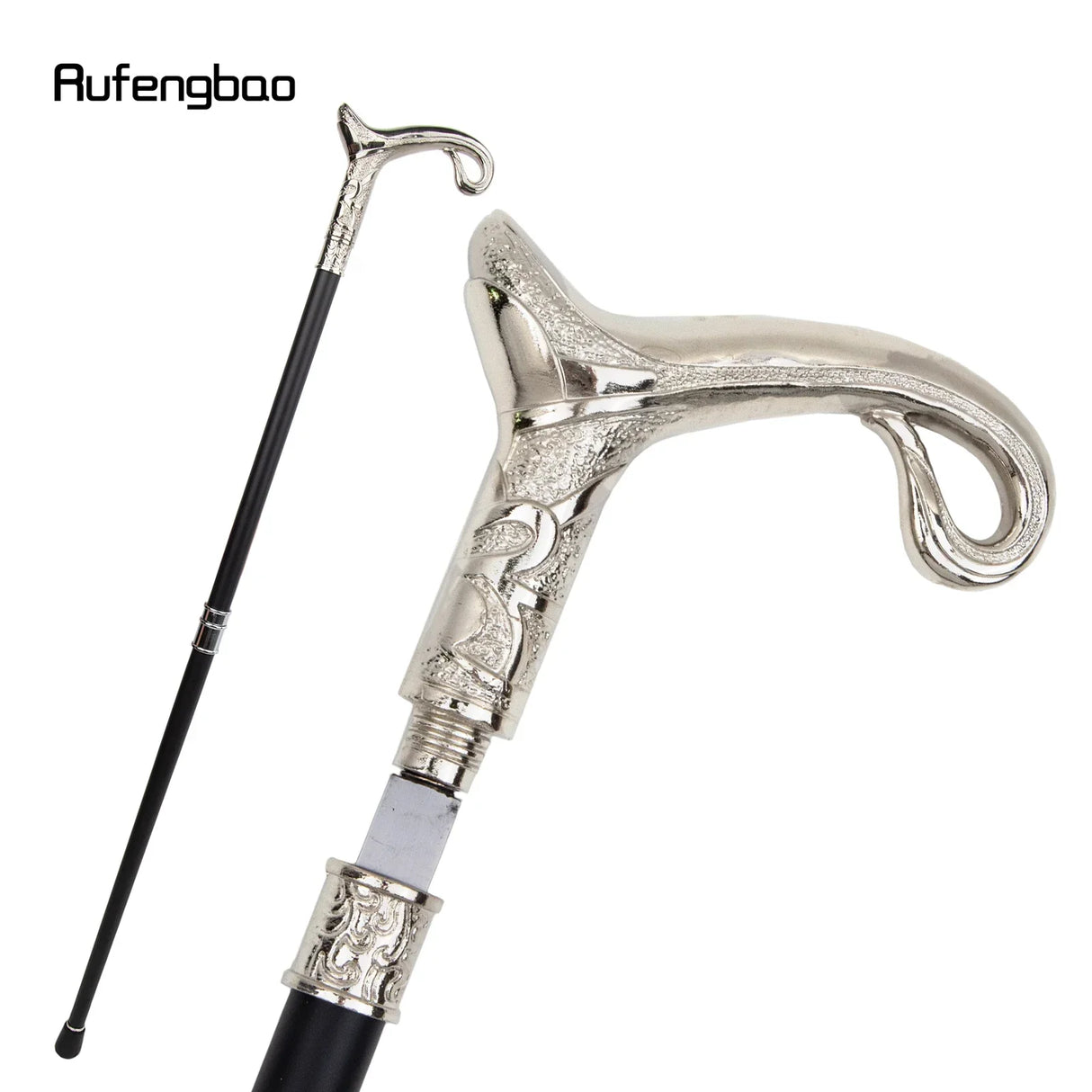 White Luxury Curve Line Type Walking Stick with