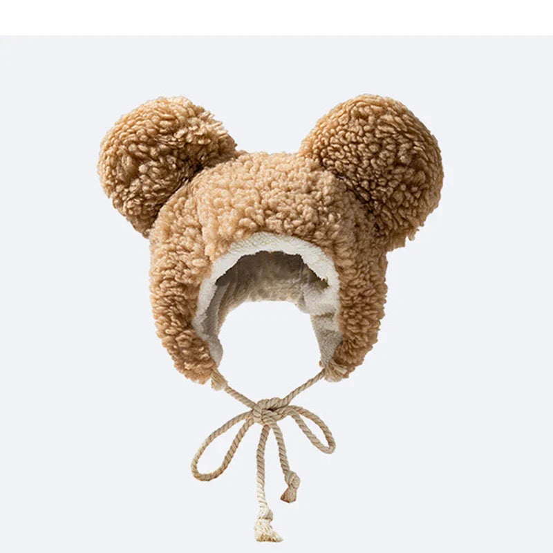 Autumn Winter Cute Pullover Earmuffs Warm Cap Bandage