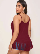 Finjani Plus Size Womens Cami Slip Shoulder Fringe