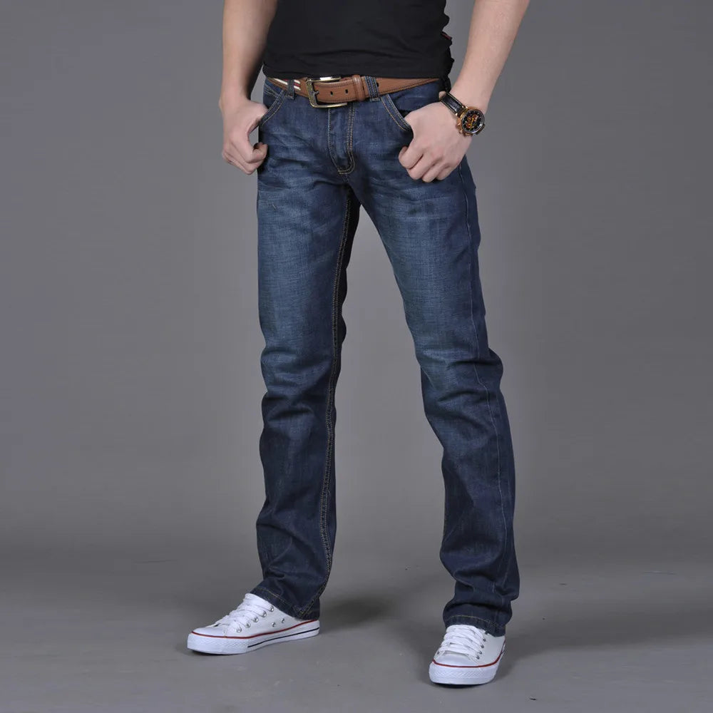 Men's Casual Autumn Denim Hip Hop Loose Work Long Trousers Jeans Pants