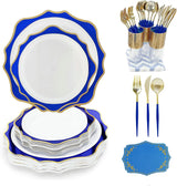 225pcs Gold Disposable Dinnerware Set, 25 Dinner Plates,