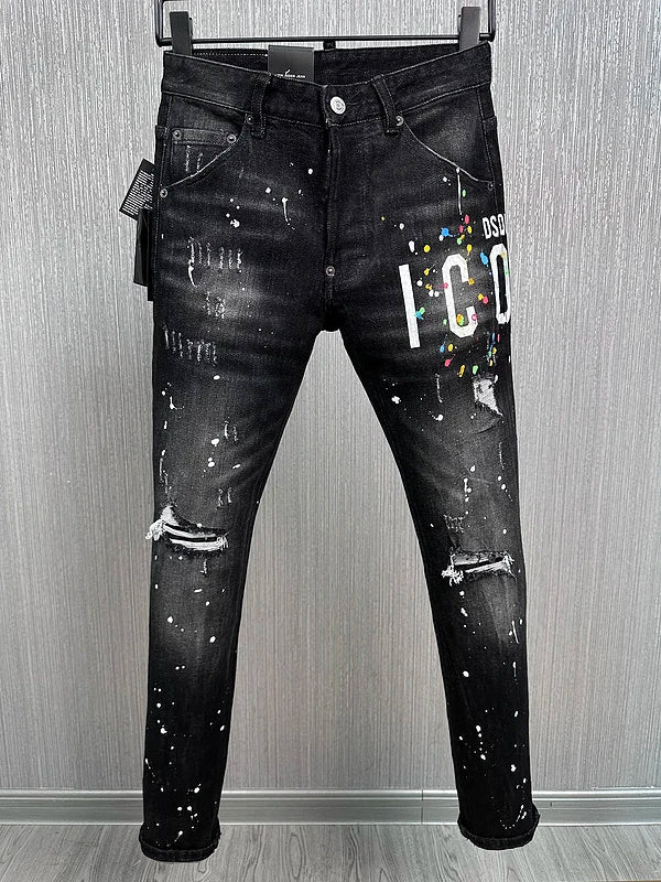 2024 Hot Men Jeans Denim Pants Hole Slim
