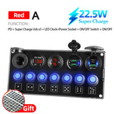 12V 7 Gang ONOff Rocker Toggle Switch Panel