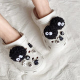 DIY Black Plush Ball Shoes Charms for Furry