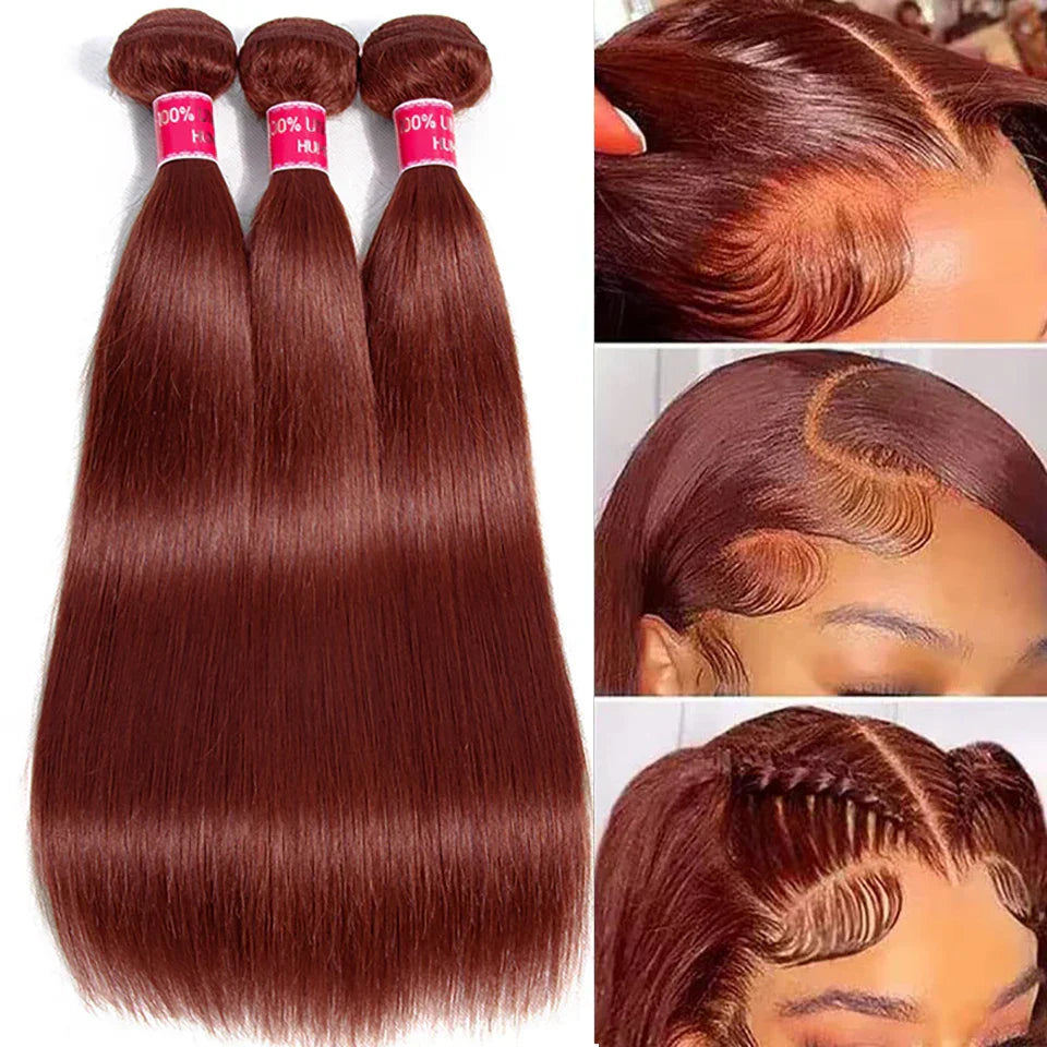 99J Straight Bundles With Closure Reddish Brown Straight