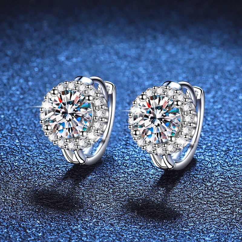 NeeTim 1ct 6.5mm Moissanite Earrings for Women S925