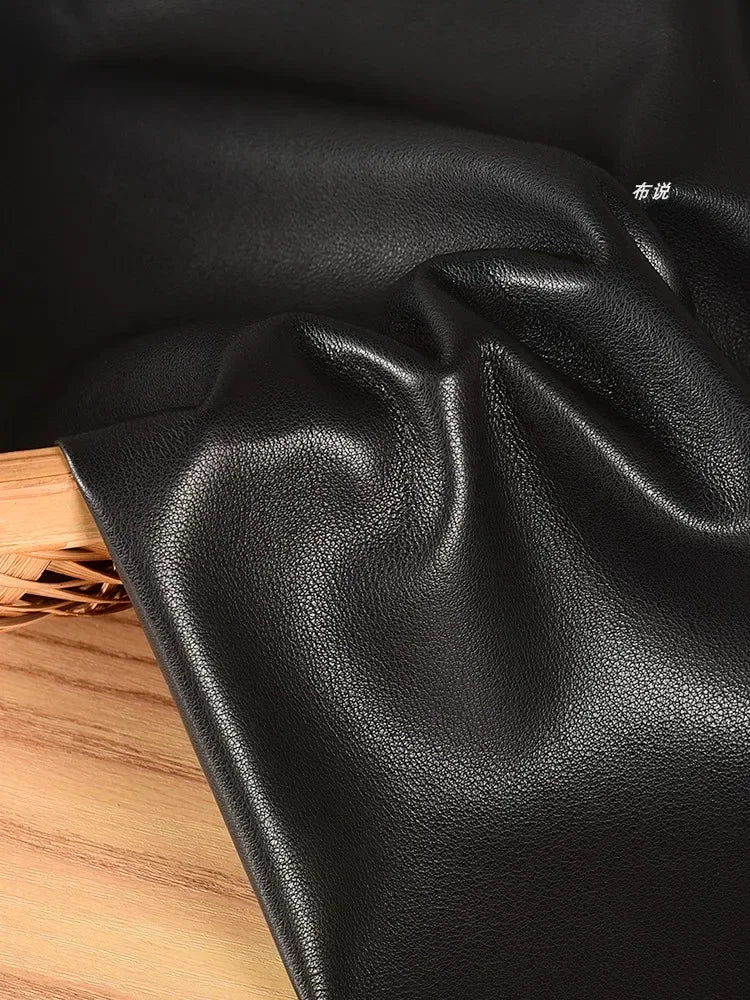 True Protein Leather Fabric Soft Black Silky Highly