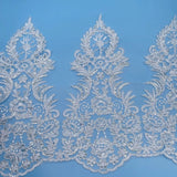 Delicate 1Yard Silver Sequin Cording Fabric Flower Venise