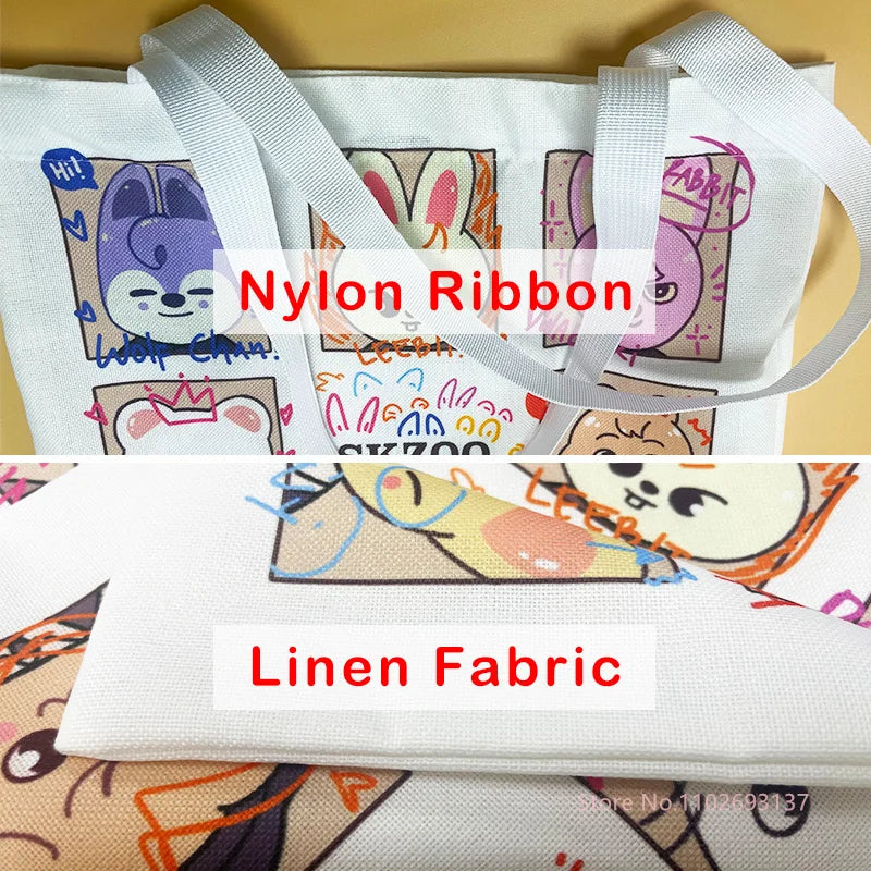Panda Bear Hug Tote Bag Cotton Cloth Shoulder Shopper Bags Cute Cartoon For Women Handbag Eco Foldable Reusable Shopping Bag