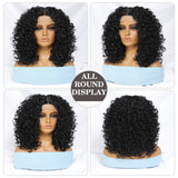 16" Kinky Curly Synthetic Lace Front Wig Black