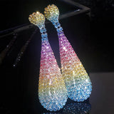 Fashion Shiny Rainbow Color Crystal Earrings for Women