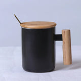 Nordic Wooden Handle Ceramic Porcelain Mug Coffee Cups