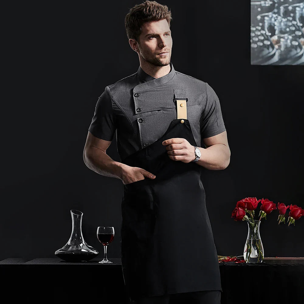 Khaki Chef Uniform Catering Workwear Head Chef Shirts