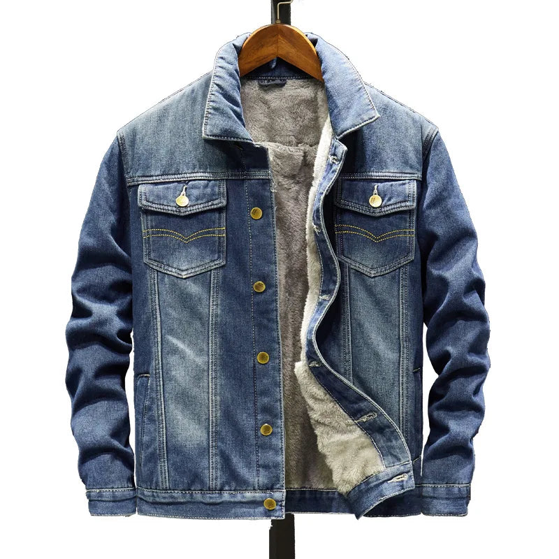 Winter Padded And Thickened Denim Jacket Men's Denim