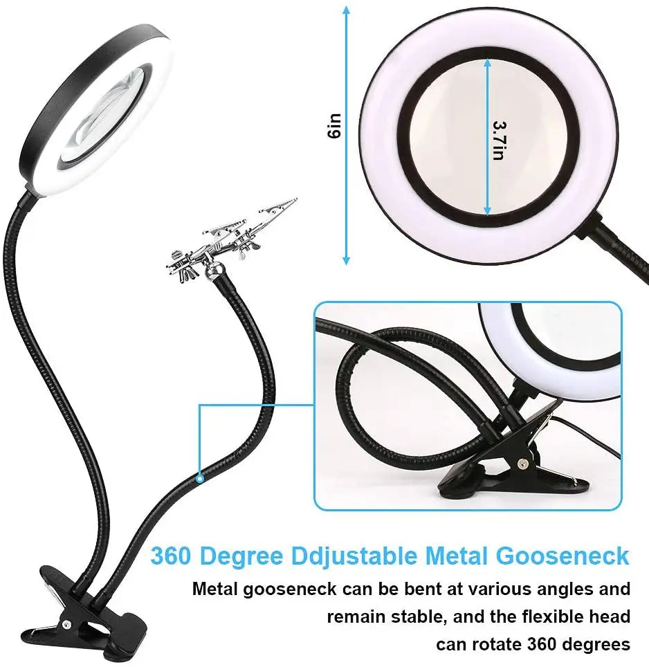 NEW 72LEDS Illuminated Magnifier USB 3 Colors LED